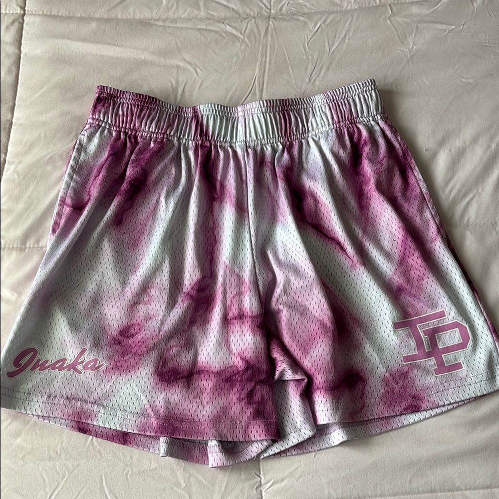 Inaka Power Pink and White Athletic Shorts